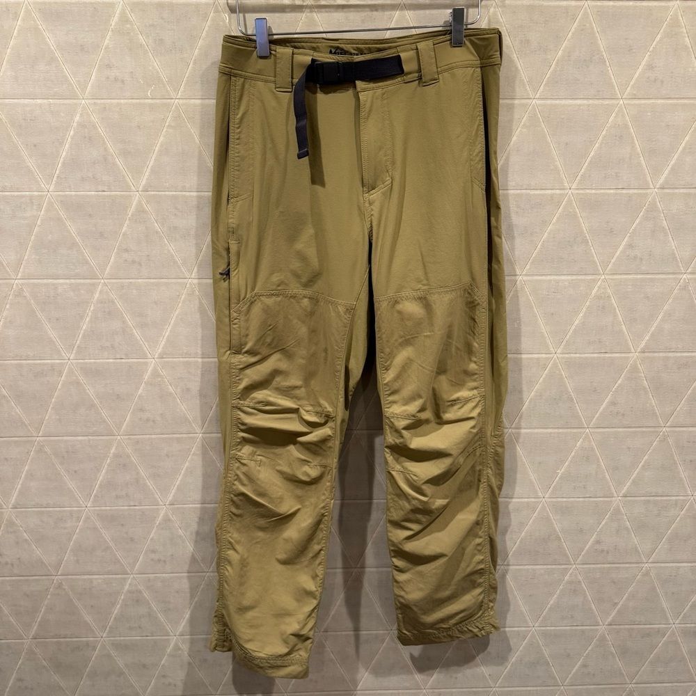REI Pants Mens 32x30 Tan Belted Hiking Outdoors Nylon Stretch